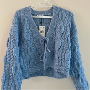 Mango moshi blue knit cardigan